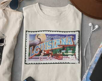 Vintage Louisiana Stamp T Shirt, Retro Louisiana Graphic Tee