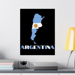 Mapa Argentyny Plakat, Argentyńska Flaga Plakat, Argentyńska Flaga Matowy Plakat, Argentyńskie Dekoracje, Argentyńska Mapa Plakat, Argentyńska Dekoracja Ścienna