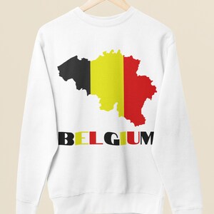 Belgien Flagge Sweatshirt, Karte von Belgien Sweatshirt, süßes Belgien Shirt, belgische Flagge Shirt, Belgien Rundhalsausschnitt, Belgien Reisegeschenk
