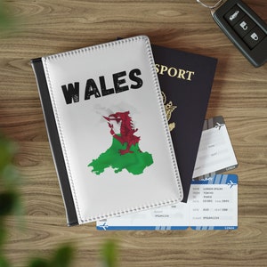Welsh Flag and Map Design Wales Passport Cover, Welsh Passport Holder, Wales Gift Passport Wallet, Wales Travel Gift, Gift for Welsh