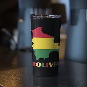 Map of Bolivia Tumbler 20 oz, Bolivian Flag Tumbler, Bolivia Travel Mug, Bolivia Bottle, Bolivia Flag Tumbler, Bolivia Gift, Bolivian Gift