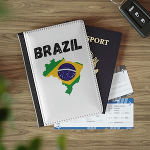 Brazil Flag Passport Wallet, Map of Brazil Passport Holder, Brazilian Passport Case, Brazilian Flag Wallet, Brazil Travel Gift, Brazil Gift