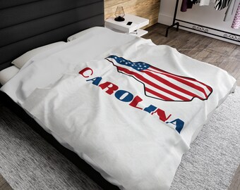 North Carolina Throw Blanket, American Flag North Carolina Blanket, NC Map Blanket, Patriotic N Carolina Gifts, NC State Gift, NC Home Decor