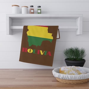 Map of Bolivia Kitchen Towel, Bolivian Flag Towel, Bolivian Kitchen Decor, Bolivian Decor, Bolivia Travel Gift, Bolivia Gift, Bolivian Gift
