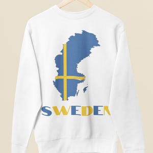 Schwedische Flagge Karte von Schweden Sweatshirt, Schweden Flagge Sweatshirt, süßes Schweden Shirt, Schweden Karte Druck, Schweden Rundhalsausschnitt, schwedisches Shirt Geschenk