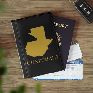 Schwarz und Gold Guatemala Karte Passhalter, Guatemala Reisebrieftasche, Guatemala Passhülle, Guatemala Passport Brieftasche, Guatemala Geschenk