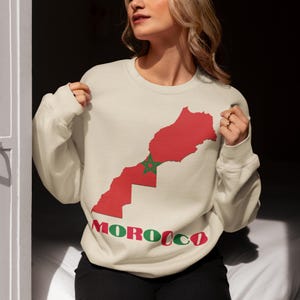 Sweat drapeau du Maroc, Sweat carte du Maroc, jolie chemise Maroc, chemise drapeau marocain, chemise marocaine, cadeau voyage Maroc