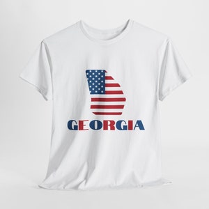 Proud American Georgia T-Shirt, American Flag Georgia Map Tee Shirt, Georgia State Pride Shirt, Patriotic Georgia Shirt, Georgia Gift