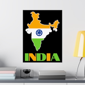 Affiche carte de l'Inde, affiche drapeau indien, affiche mate drapeau de l'Inde, décoration indienne, affiche carte de l'Inde, décoration murale de l'Inde, décoration de l'Inde, art de l'Inde