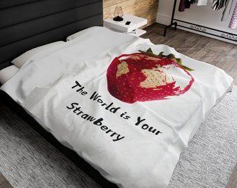 Strawberry Blanket, Strawberry Throw Blanket, Cute Strawberry Decor, Cottagecore Strawberry Blanket, Farmhouse Fruit Decor, Strawberry Gift