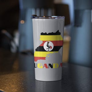 Map of Uganda Tumbler 20 oz, Ugandan Flag Tumbler, Uganda Travel Mug, Uganda Bottle, Uganda Flag Tumbler, Cute Uganda Gift, Ugandan Gift