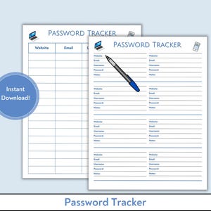 Einfaches Passwort-Tracker, Einfaches Passwort-Tracker, Passwort Organisator, Druckbare Passwort Tracker, Passwort Liste, Passworthalter, Passwort Blatt