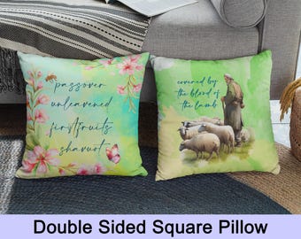 Passover Pillow, Spring Feasts, Double Sided Throw Pillow