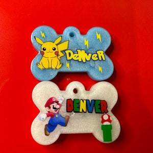 Cartoon Animation, Design Pet Id Tag, Anime Pet ID, Cartoon Pet Tag, Personalized Pet Tag | Custom Pet Id Tag,Personalized Collar Tag, Mario