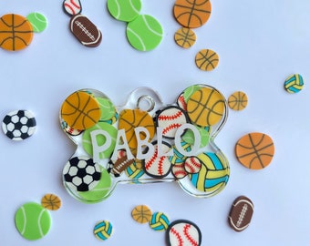 Havin' a Ball huisdiertag, handgemaakte hars aangepaste hondentag, ontwerp je eigen aangepaste huisdiertag, gepersonaliseerd, hars hondenpenning, huisdier ID-tag, kattenpenning