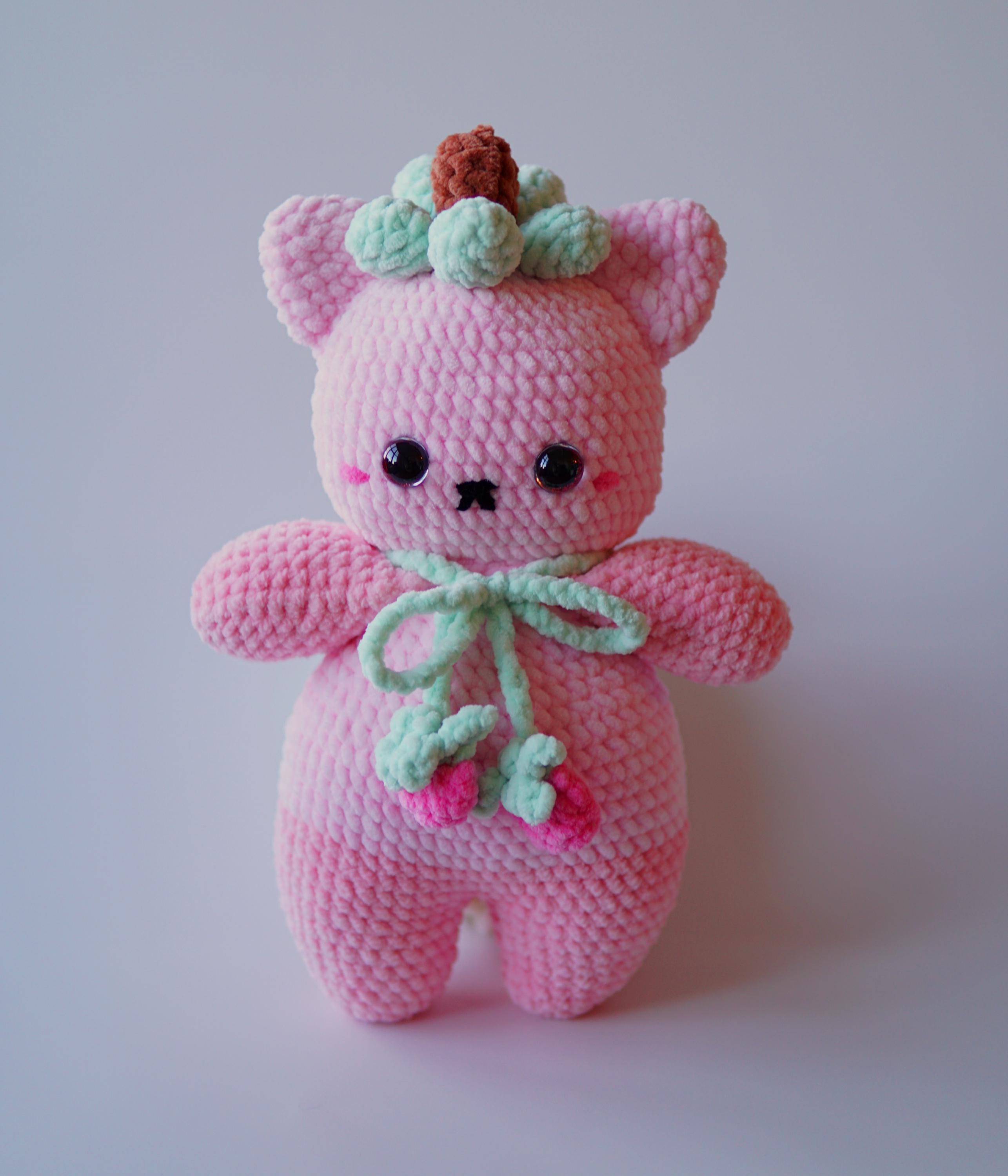 ピンクのイチゴのクマのかぎ針編み。あみぐるみ - Etsy 日本