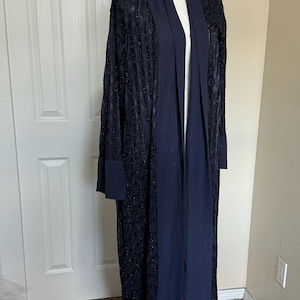 Navy Blue Open Abaya Robe Party Wedding women wear