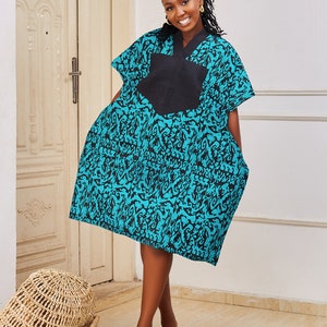 TIWA Maxi Ankara Kaftan with aso-oke