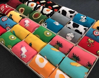 Unisex, lustige Crew Socken, verrückte, süße Tier Obst Design, Baumwollsocken für Männer und Frauen, Weihnachtsgeschenk Geschenk (5 Multipack Socken).