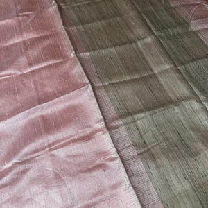 Pure Jute silk sari in rose color| Sari with stitched  blouse | party wear with plain body | sari with simple border| ships from FL