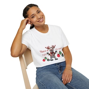 Christmas Reindeer T-Shirt, Holiday Tee, Funny Christmas Gift, Unisex Festive Shirt, Winter Apparel, Seasonal Wear