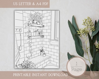Single Coloring Page for Adults | Eco Friendly Self Care | Printable, PDF, Digital Coloring Book, Instant Download