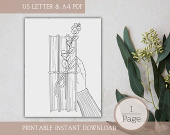Single Coloring Page for Adults | Simple & Minimal Books | Printable, PDF, Digital Coloring Book, Instant Download