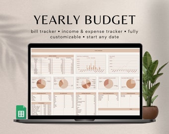 Yearly Budget Planner, Google Sheets Budget Planner, Budget Template, Annual Budget, Budget Spreadsheet, Savings Tracker, Expense Tracker