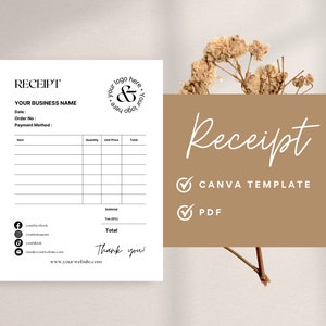 Printable Receipt Template, Canva Receipt Template, PDF Receipt Template, Customizable Receipt Template, Editable Receipt Template