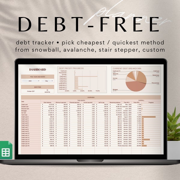 Debt-Free Planner, Google Sheets Budget Planner, Budget Template, Debt Snowball, Debt Avalanche, Budget Spreadsheet