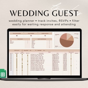 Wedding Guest Tracker for Google Sheets, Wedding Planer, Guest List Template, Wedding Guest List Tracker, RSVP Tracker, Invitation Tracker image 1