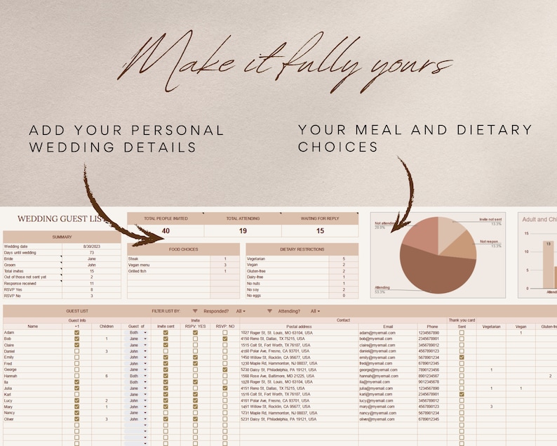 Wedding Guest Tracker for Google Sheets, Wedding Planer, Guest List Template, Wedding Guest List Tracker, RSVP Tracker, Invitation Tracker image 4