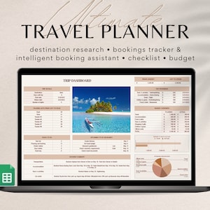 Ultimate Travel Planner, Google Sheets Spreadsheet, Travel Budget, Travel Itinerary, Travel Organizer, Packing List