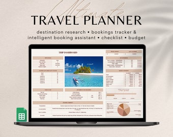 Ultimate Travel Planner, Google Sheets Spreadsheet, Travel Budget, Travel Itinerary, Travel Organizer, Packing List