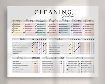 Cleaning Schedule Checklists Canva Template, Cleaning PDF, Editable PDF, Cleaning Checklist, Cleaning Template, Chores Checklist