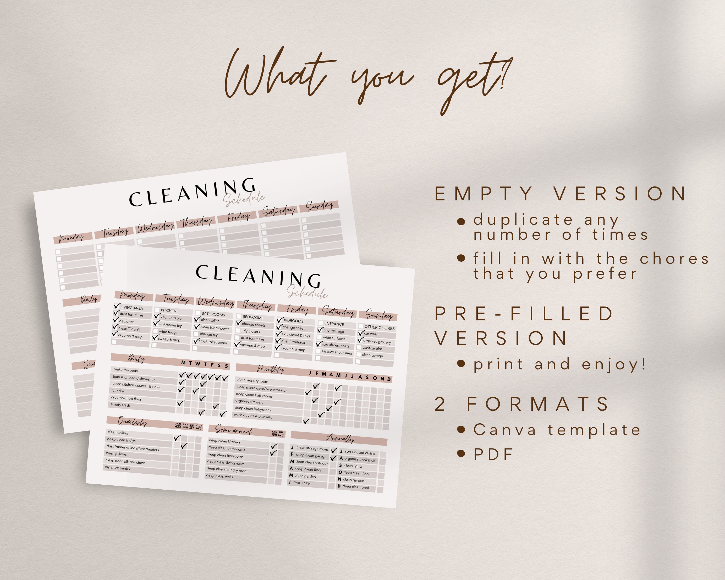 Cleaning Schedule Checklists Canva Template, Cleaning PDF, Editable PDF ...