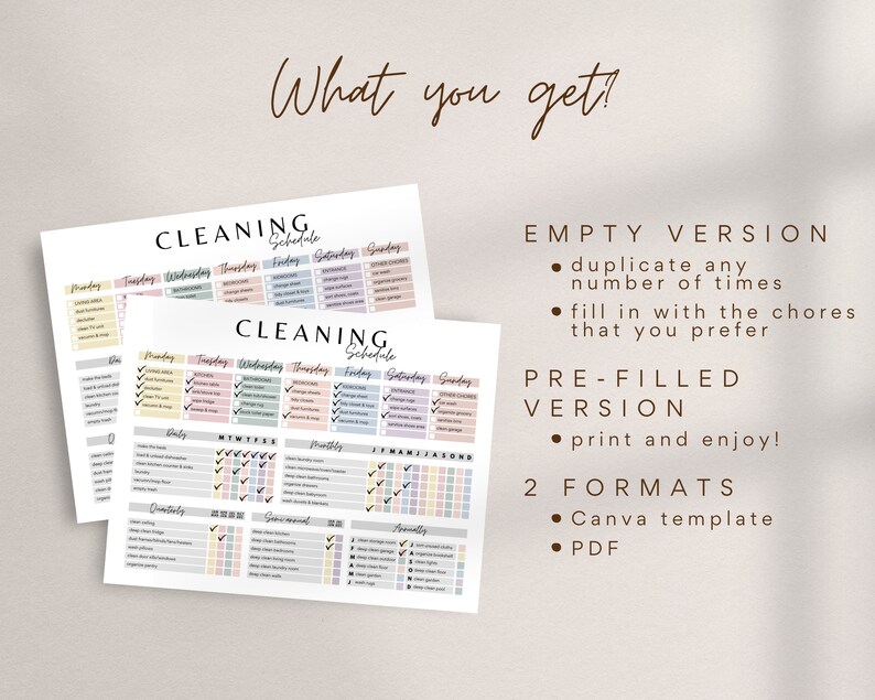Cleaning Schedule Checklists Canva Template, Cleaning PDF, Editable PDF ...