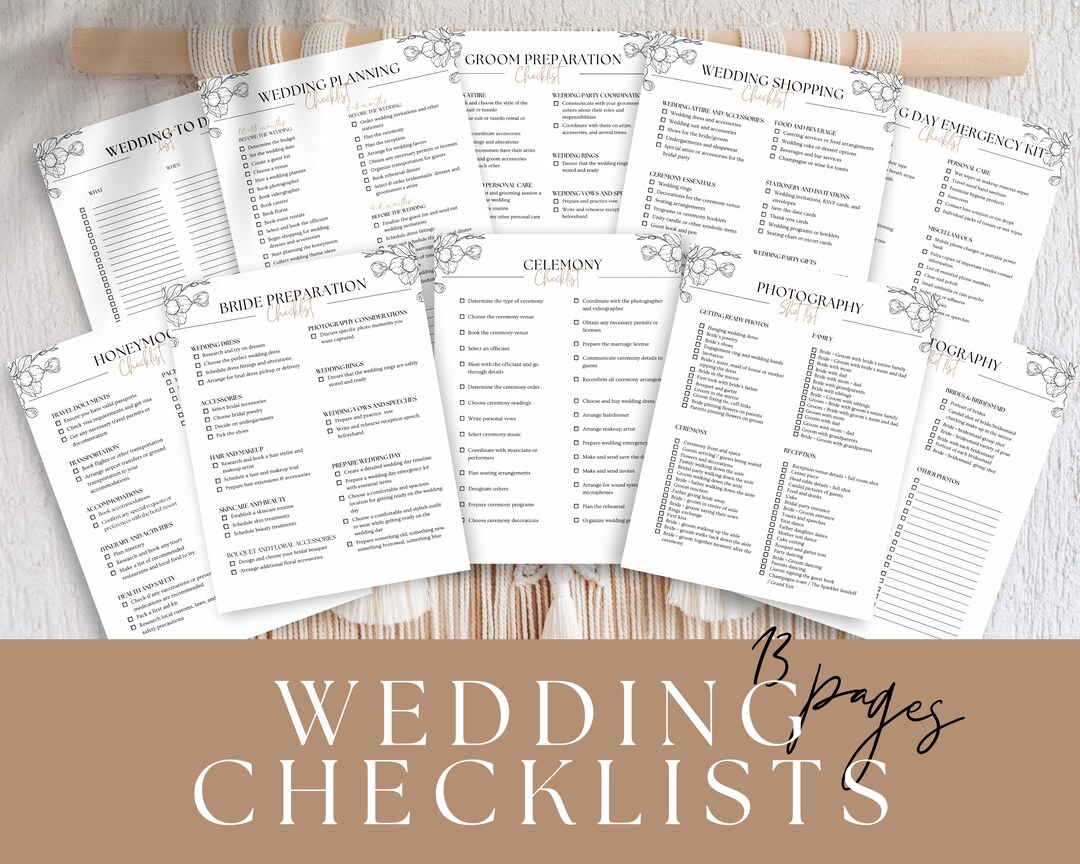 Wedding Planning Checklist Canva Template, Editable Wedding Checklists ...