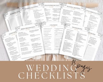 Wedding Planning Checklist Canva Template, Editable Wedding Checklists, Printable Wedding Checklists, Customizable Wedding Checklists