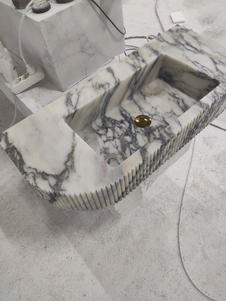 Calacatta Violet Marble Sink Bathroom Washbasin Bathroom Etsy