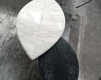 Custom Marble Coffe Table Set, Ready to Ship! Black and White Marble Table