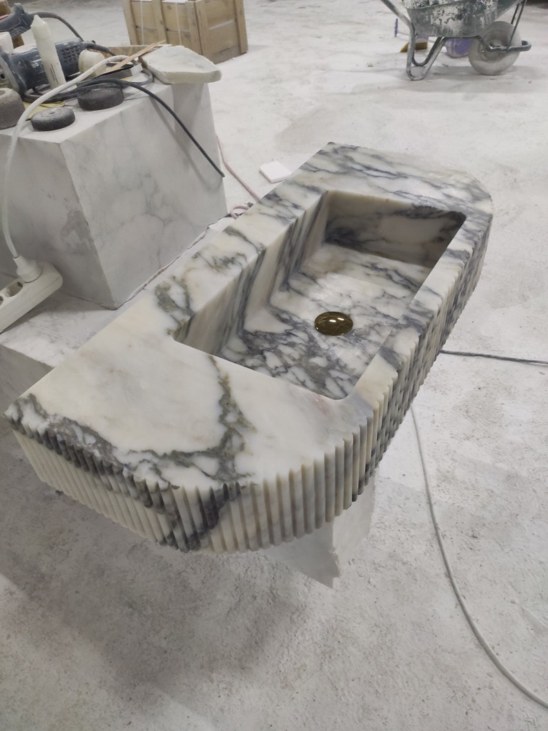 Calacatta Violet Marble Sink Bathroom Washbasin Bathroom - Etsy