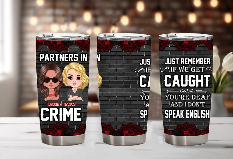 Personalized Partners in Crime Tumbler Mug Wrap Customized - Etsy Canada