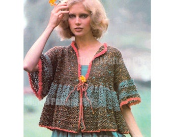 Combing Jacket Crochet Pattern, Smock Top, Loose Sweater 1970s Digital Pattern PDF