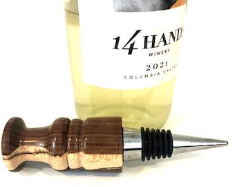 Wine Bottle Stopper - Walnut and Maple