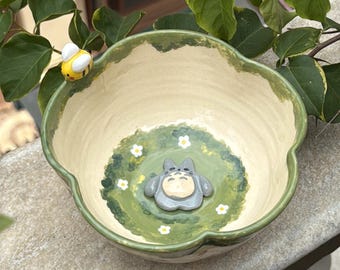 Handmade Ceramic Totoro Bowl: Ghibli Inspired