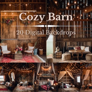 20 Cozy Barn Digital Backdrops, Farmhouse Digital Backdrop Overlays, Maternity Photography Digital Backdrop, Wedding Photoshop Overlays