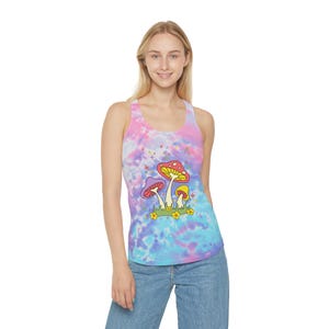 Festie Season Mushroom Tie Dye Racerback Tank Top