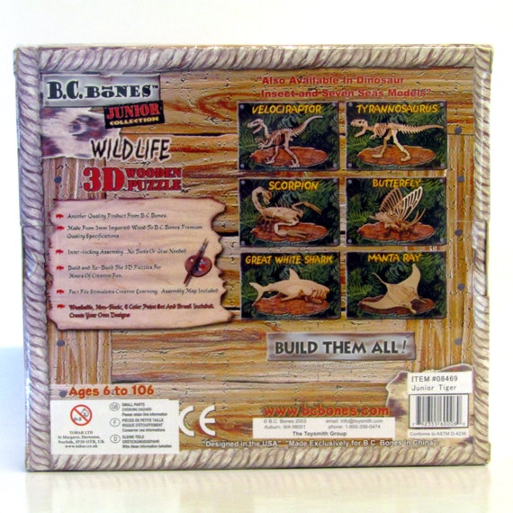 B.C. Bones Junior Collection Wild Life 3D Wooden Puzzle - White