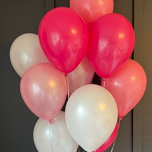 Dolly Doll Balloons, 11&quot; Pink Balloon Bouquet, Pink Birthday Balloons, Dolly Doll Party Balloons, Girls Birthday Party, Pink White Balloons
